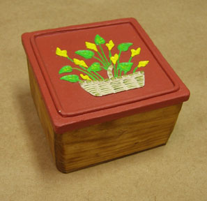 Decorative Wooden Boxes - Hand Painted Ceramic Lid